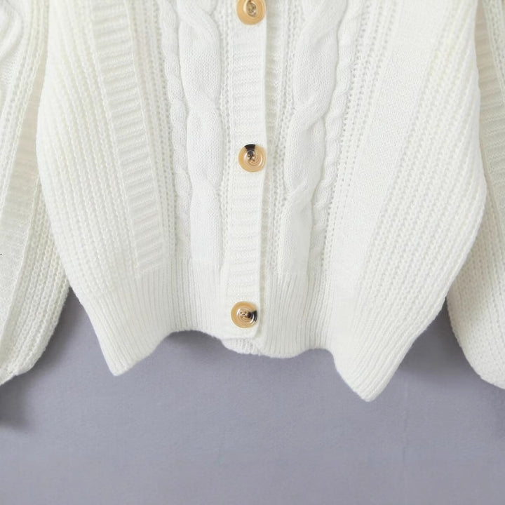 Damen kuschelige Strickjacke mit V-Ausschnitt Drune