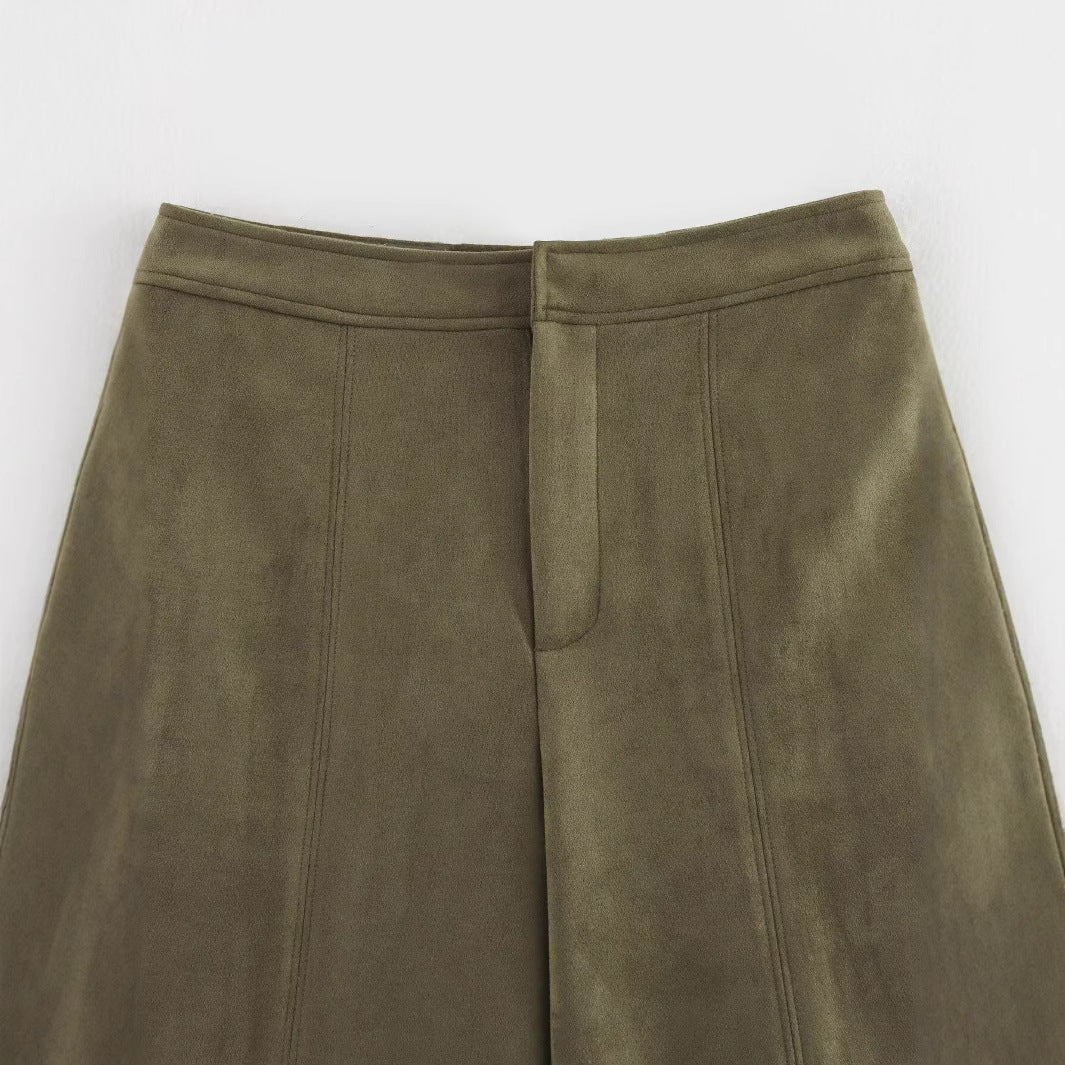 Damen weite Culotte mit eleganter Veloursstruktur und praktischen Taschen Drune