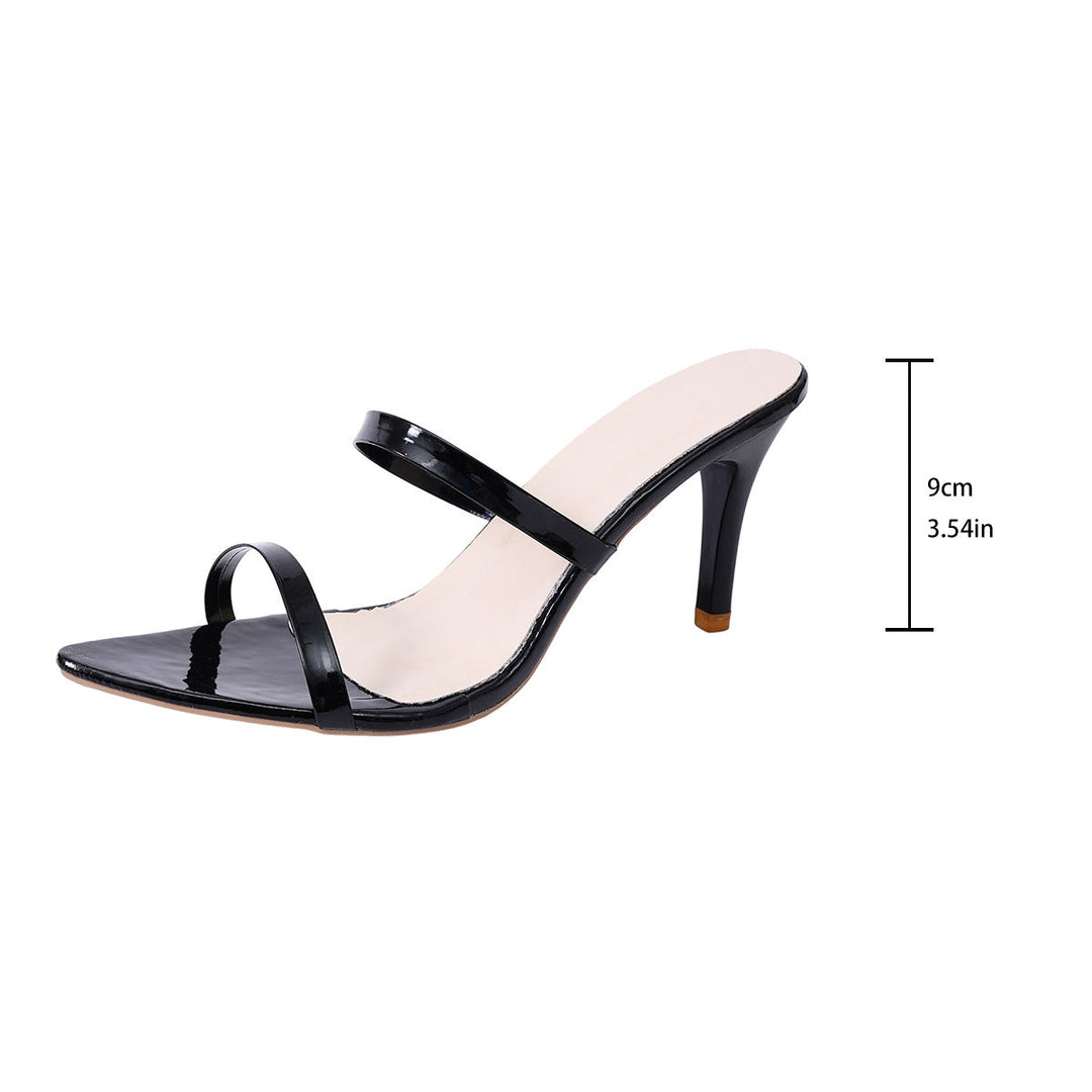 Damen Elegante Plateau-Hochhackige Sandalen mit doppeltem Riemen und spitzer Zehenpartie Drune