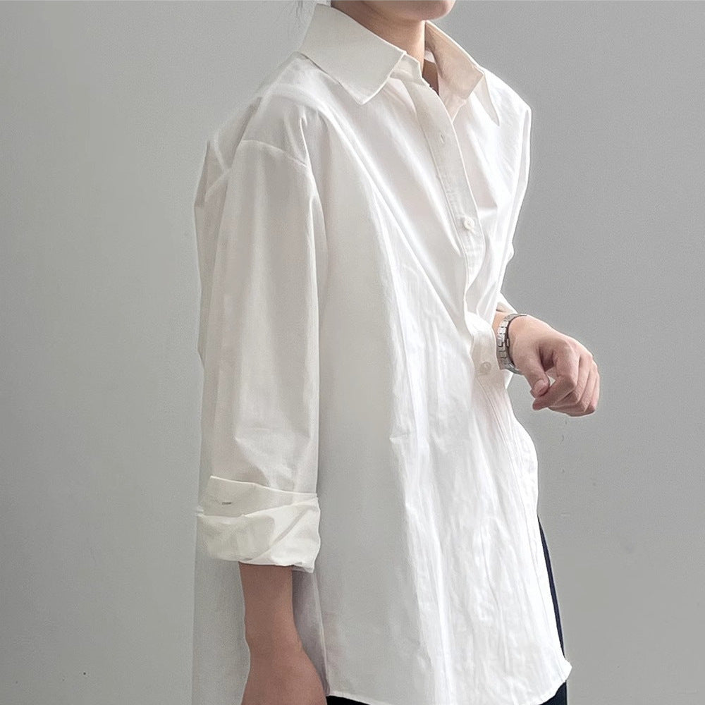 Damen Oversize-Hemdbluse mit asymmetrischem Saum und überschnittener Schulter Drune