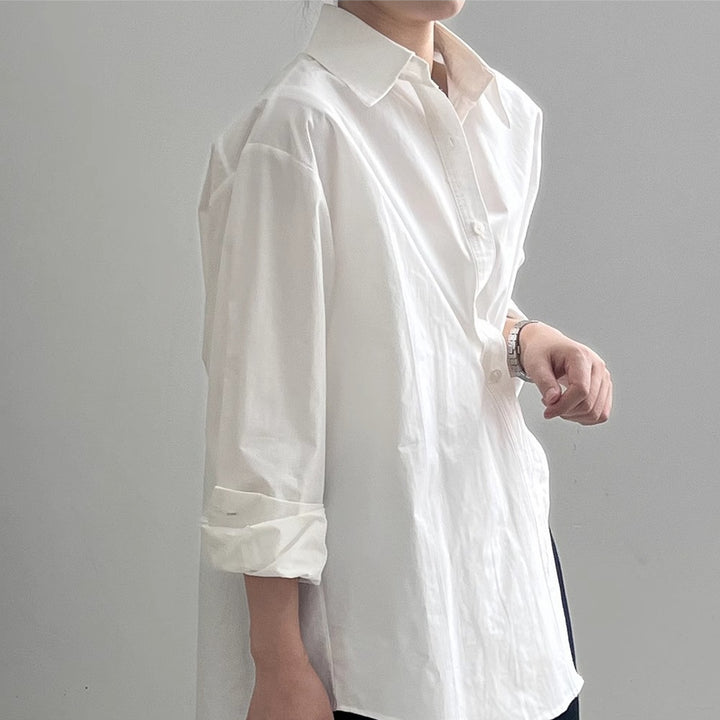 Damen Oversize-Hemdbluse mit asymmetrischem Saum und überschnittener Schulter Drune