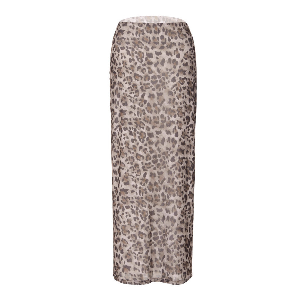 Damen Maxi-Rock mit elegantem Leoprint und hohem Schlitz Drune