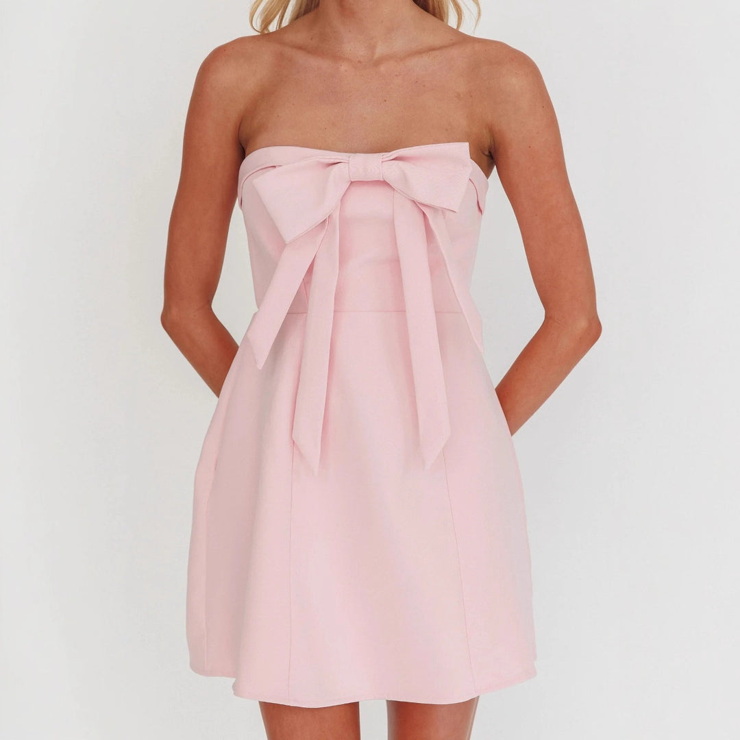 Damen Charmantes Mini-Kleid mit raffiniertem Schleifen-Detail Drune