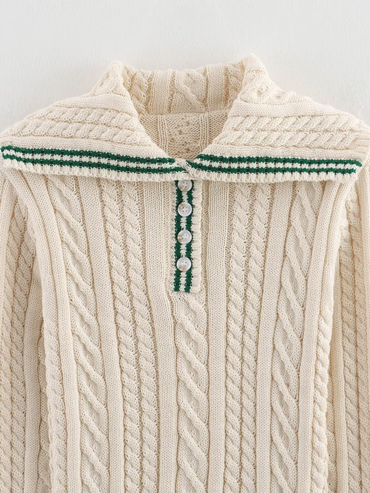 Damen Strickpullover mit klassischem Stehkragen und zeitlosem Zopfmuster Drune