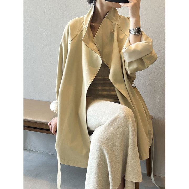 Drune | Wasserfallkragenmantel - Minimalistisches Chic - Leichte Schicht - Lässige Passform