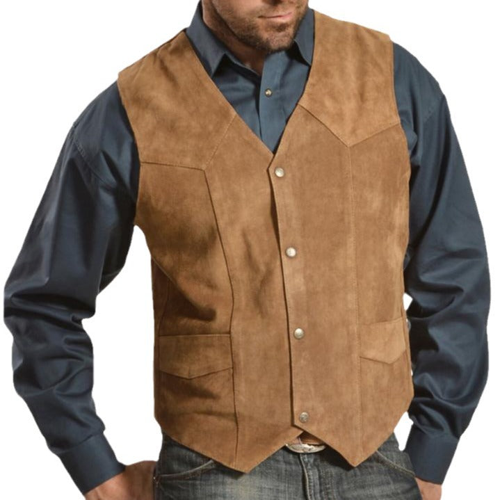 Herren-Wildlederweste mit praktischen Taschen