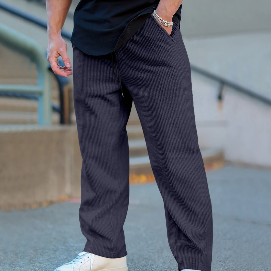 Herren lässige und atmungsaktive Freizeithose mit elastischem Bund Drune