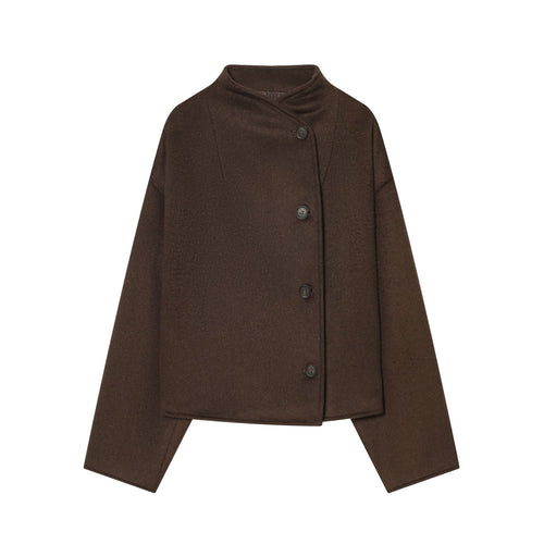 Damen nan kurzes Wollcape mit asymmetrischer Knopfleiste Drune
