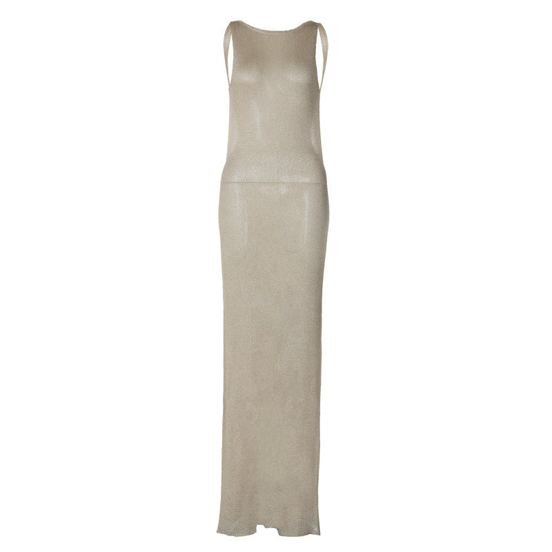 Damen Elegantes, figurbetontes Maxikleid mit schimmerndem Glanz Drune