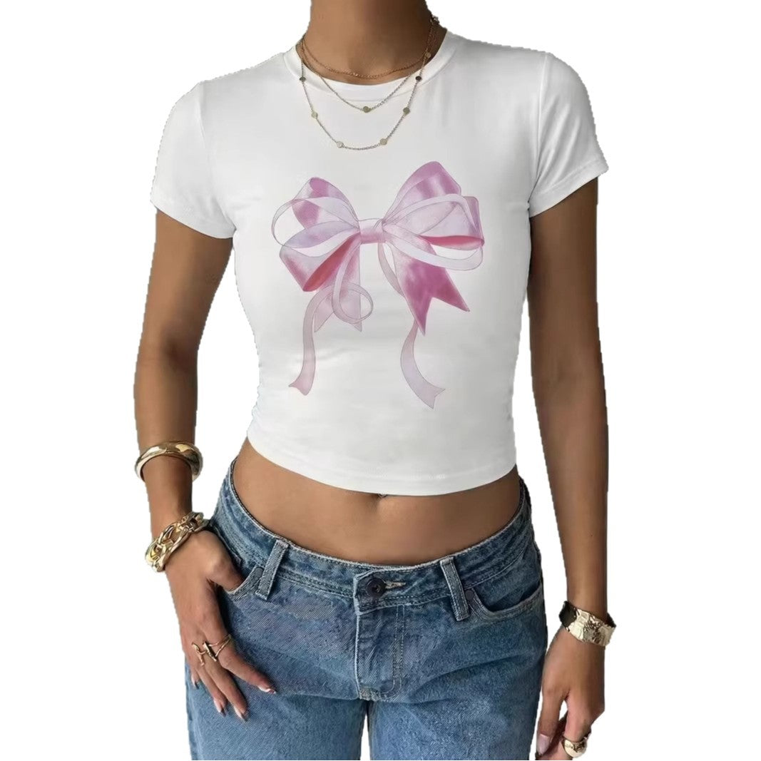 Damen Crop-Top mit zartem Schleifenmotiv Drune