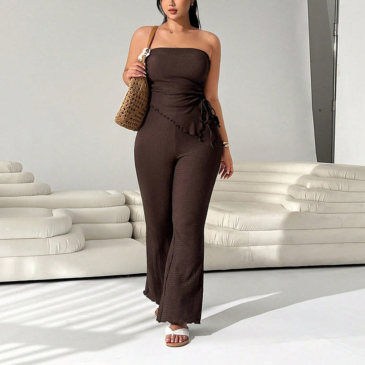 Damen Kombinationsanzug mit elegantem Volant und schmalem Bein Drune