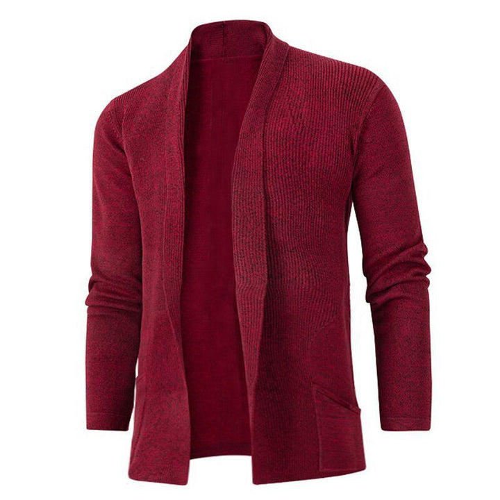 Herren lässige Strickjacke mit offenem Kragen und elegantem Rippdesign Drune