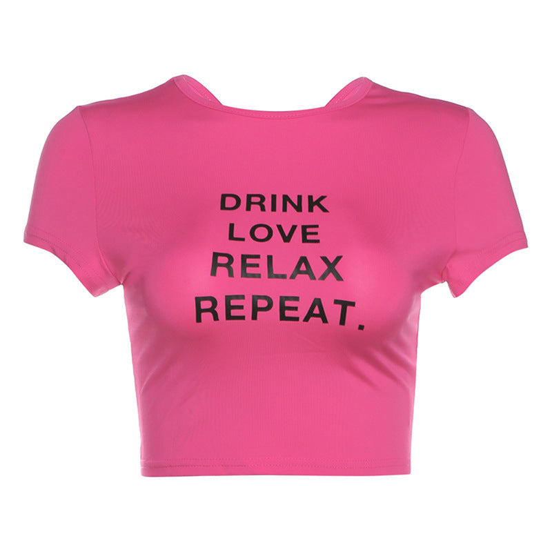 Damen cropped T-Shirt mit Motivdruck Drune