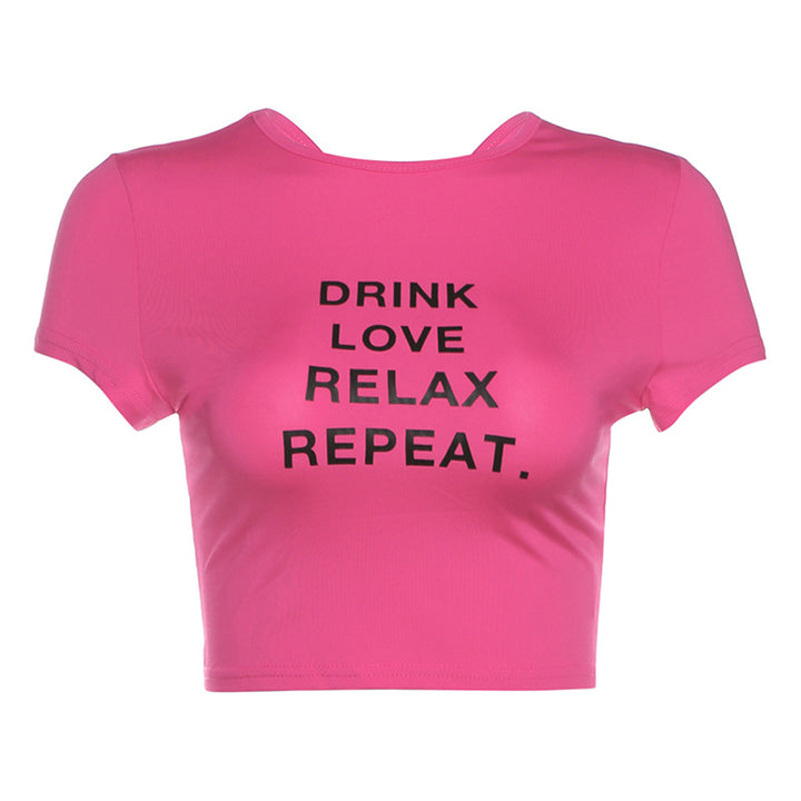 Damen cropped T-Shirt mit Motivdruck Drune