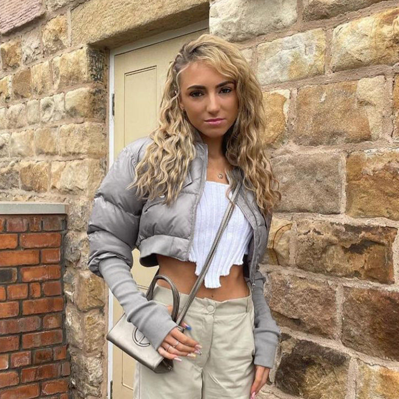 Damen Gekürzte Pufferjacke mit Verlängerten Ärmeln Drune