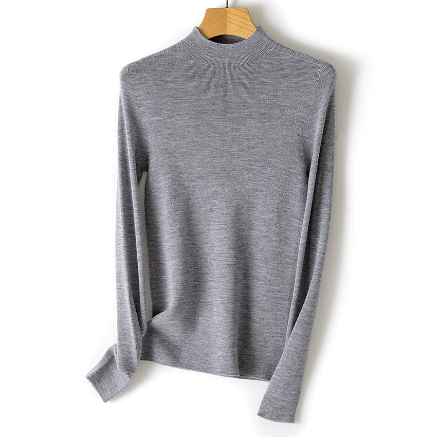 Damen Feiner Stretch-Feinstrickpullover mit halbem Stehkragen und schlanker Silhouette Drune