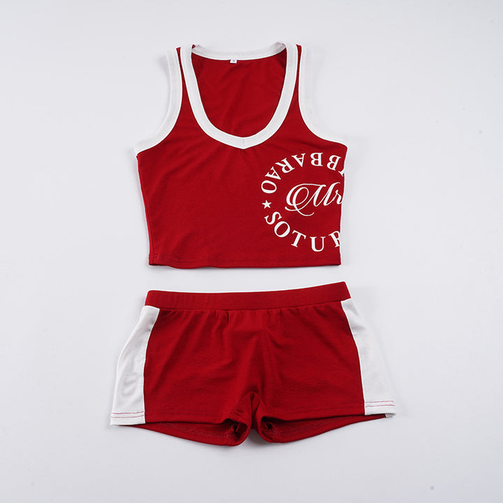 Damen Sportliches Set mit Crop-Top und kurzen Shorts Drune