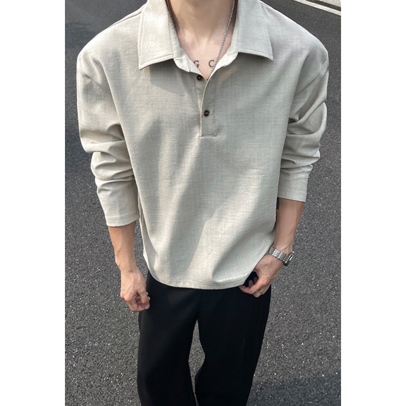 Herren Lässiger Polo-Pullover mit Stehkragen Drune