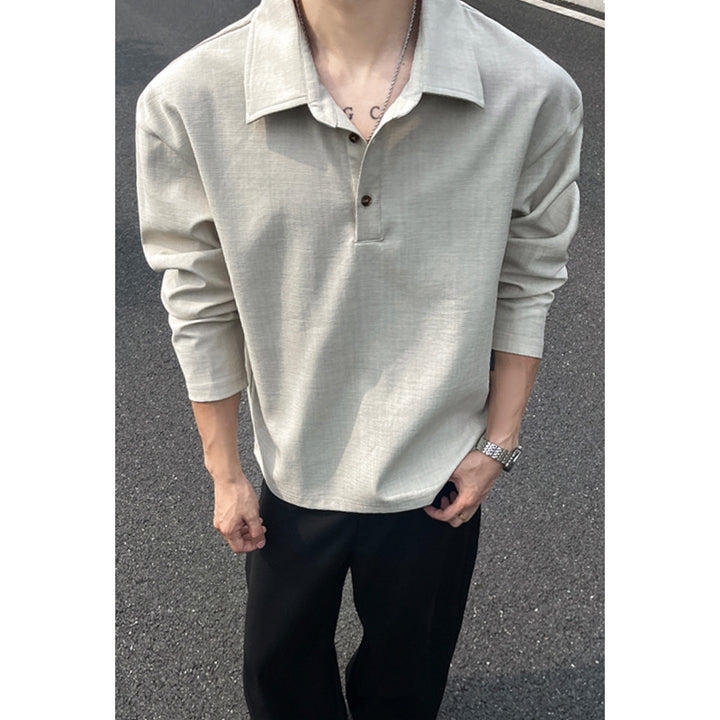 Herren Lässiger Polo-Pullover mit Stehkragen Drune