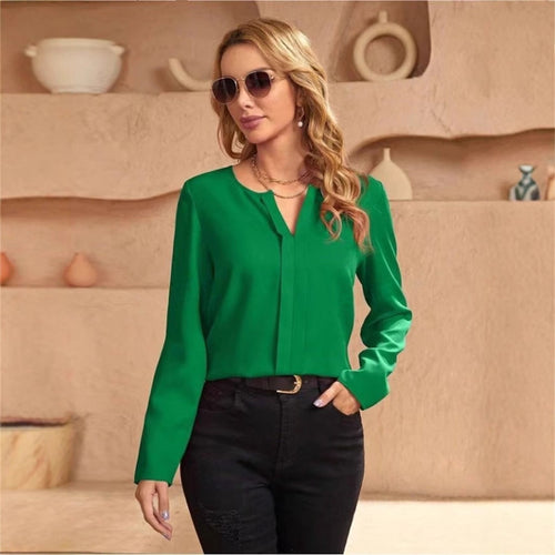 Drune | Damen Satinbluse Imitation Seide Shirt