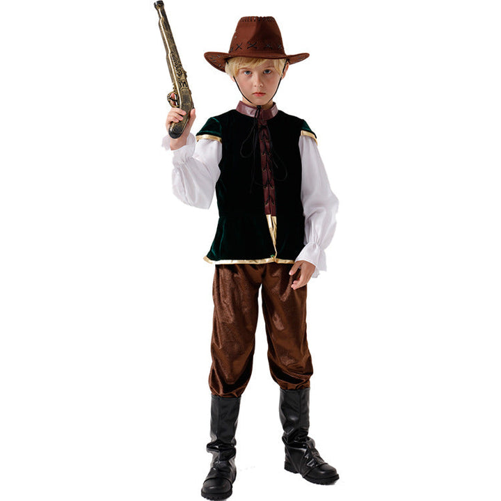 Jungen Wildwest Kostüm mit Hut und Pistole Drune