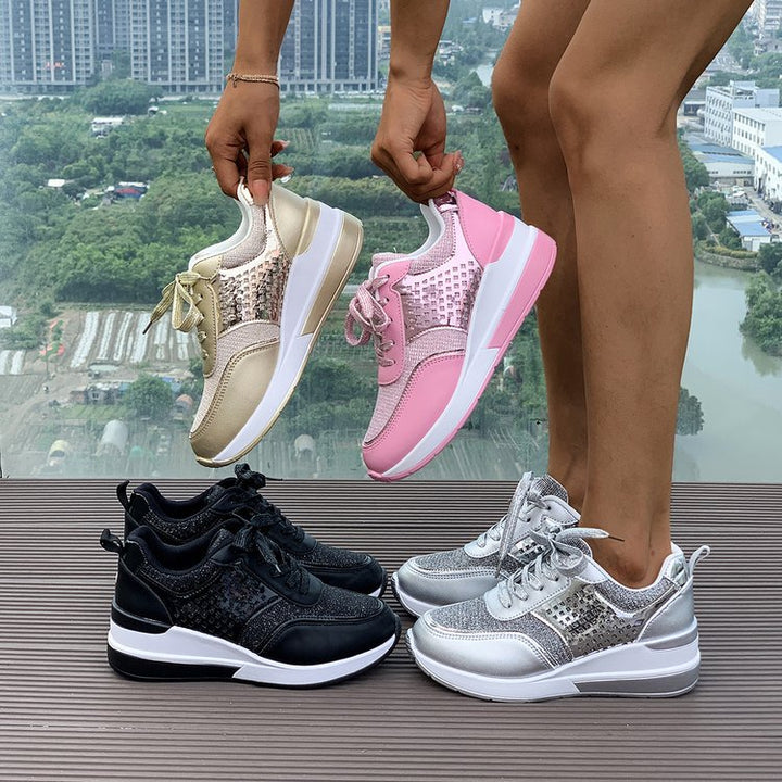 Damen Sneakers mit modischem Metallic-Akzent und atmungsaktiver Dämpfung Drune