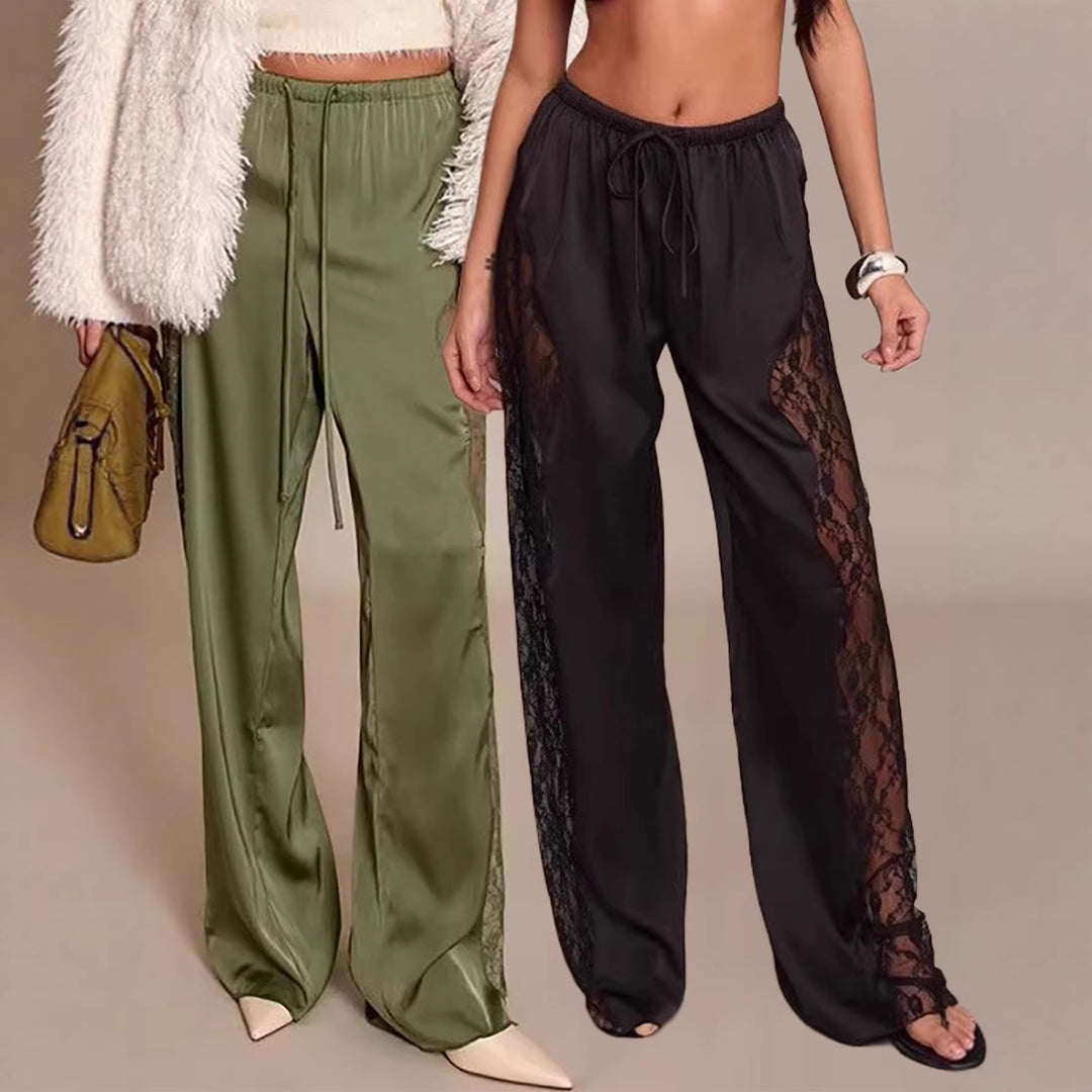 Damen Elegante und fließende Satin-Hosen Drune