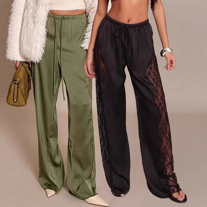 Damen Elegante und fließende Satin-Hosen Drune