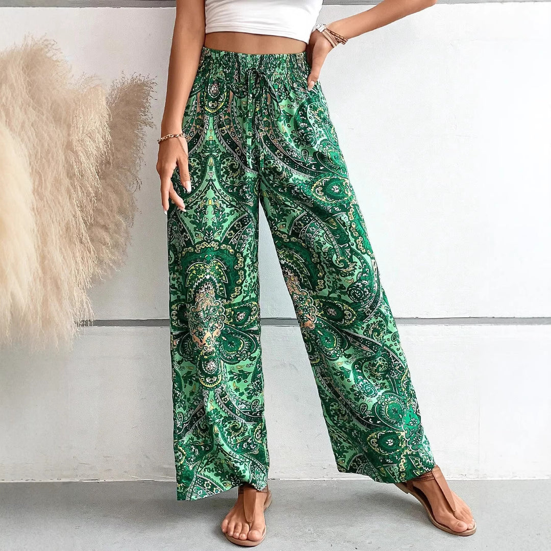 Damen lockere Palazzo-Hosen mit Paisleymuster Drune
