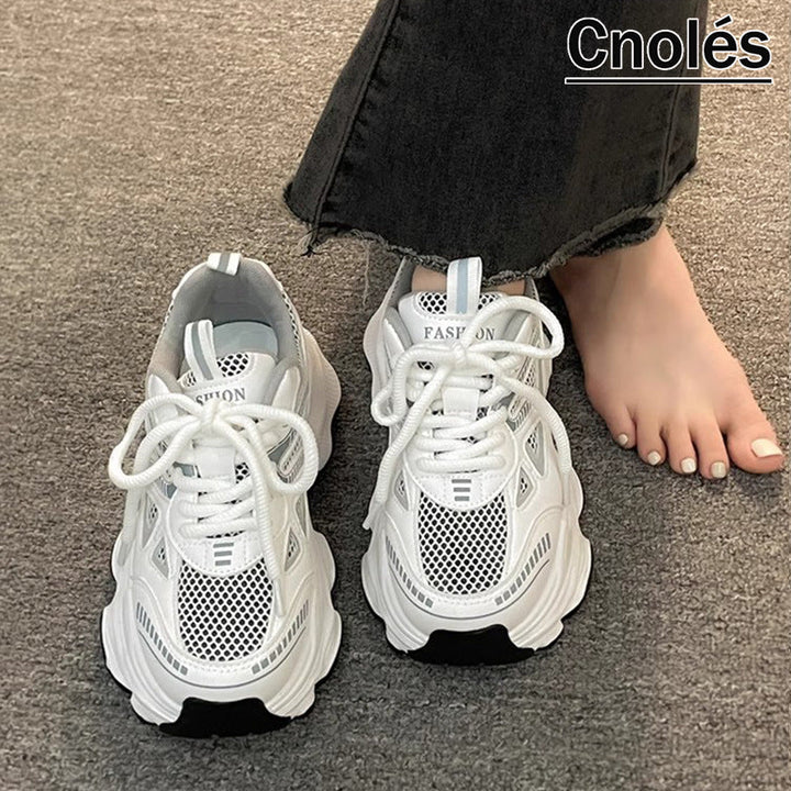 Damen Chunky Fashion Sneakers mit atmungsaktiver Mesh-Oberfläche und rutschfester Sohle Drune