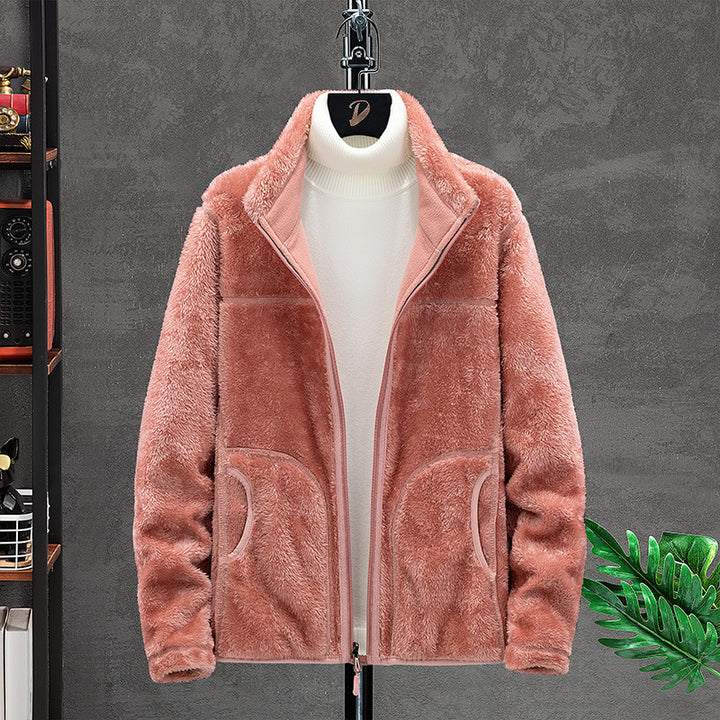 Damen Kuschelige Fleecejacke mit Teddyfutter, Stehkragen und Zwei Reißverschlusstaschen Drune