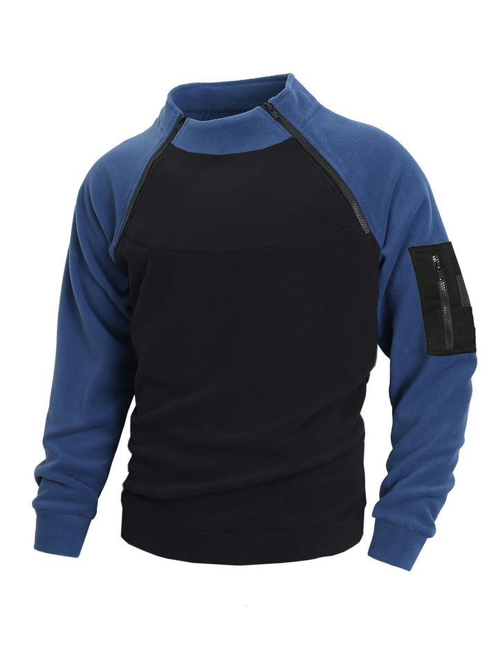 Herren technischer Fleece-Halbzip-Pullover mit asymmetrischen Schulterreißverschlüssen und Reißverschluss-Ärmeltasche Drune