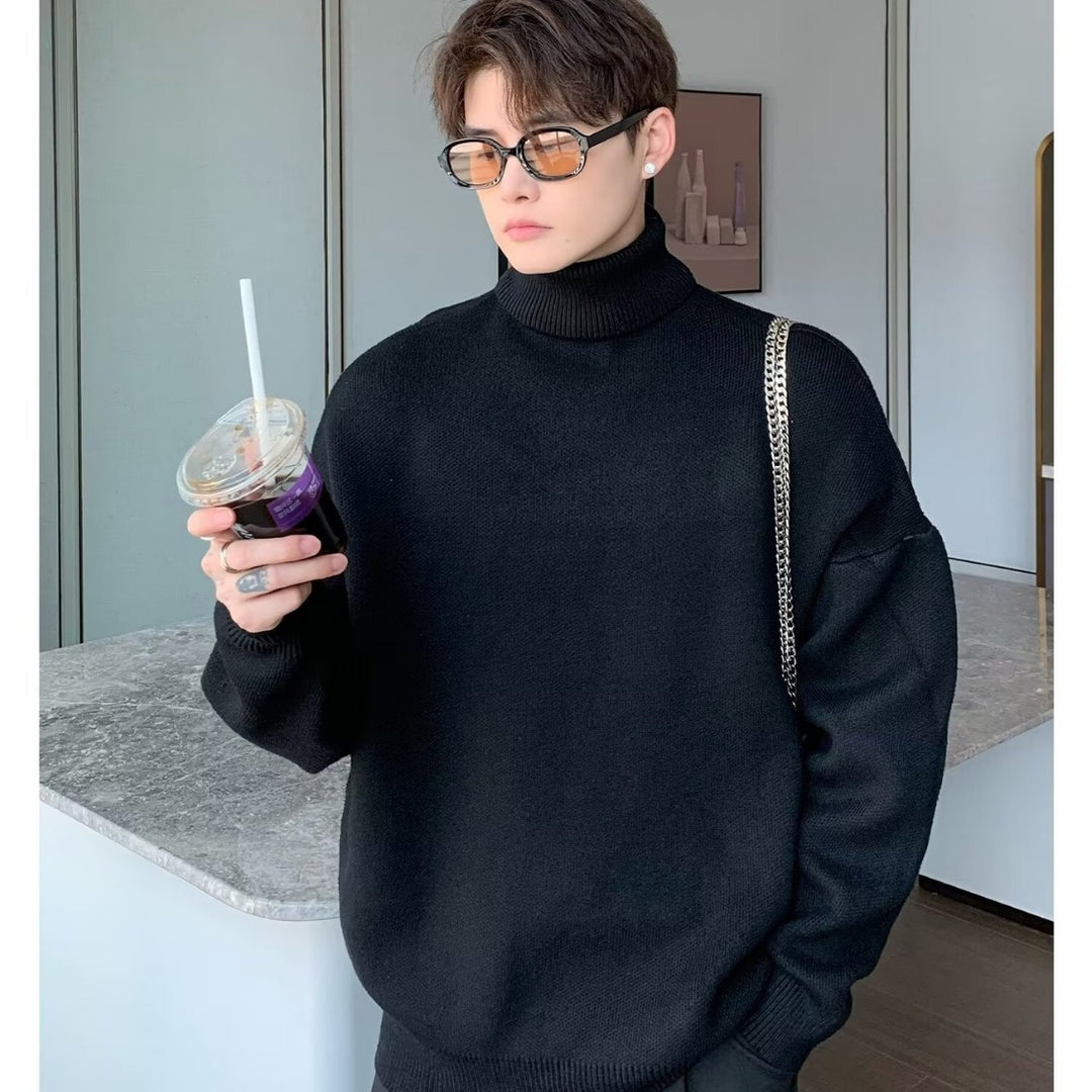 Herren Pullover mit hohem Kragen aus hochwertiger Baumwolle Drune
