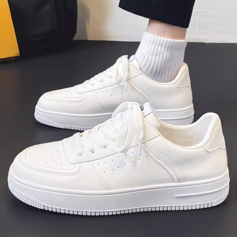 Damen Minimalistische Low-Top Plateau-Sneaker aus veganem Glattleder mit perforierten Details und gepolstertem Komfortfußbett Drune