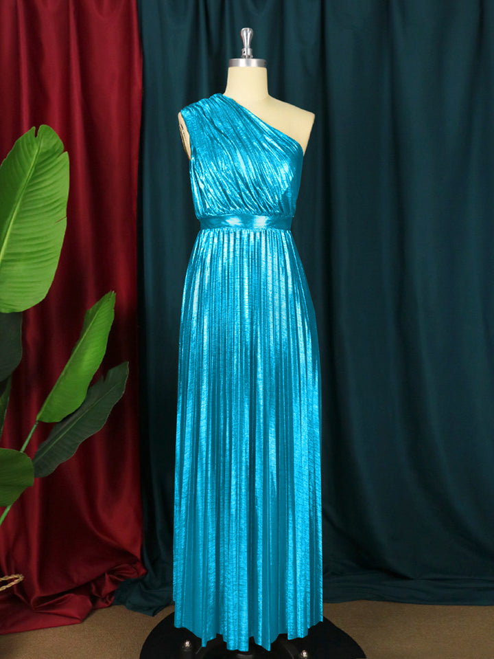 Damen plissiertes Abendkleid mit schimmerndem Oberteil Drune