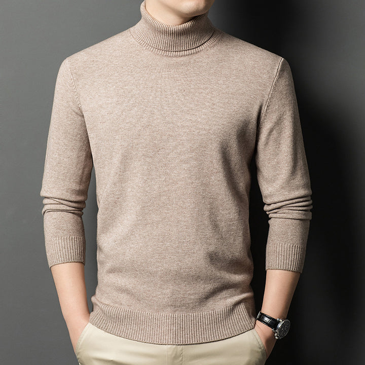 Herren Rollkragenpullover aus hochwertiger Wolle mit strukturierten Details Drune