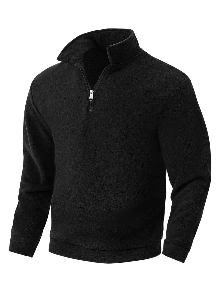 Herren Fleece-Halbzip-Pullover mit Stehkragen, weichem Teddy-Fleece und elastischen Bündchen Drune