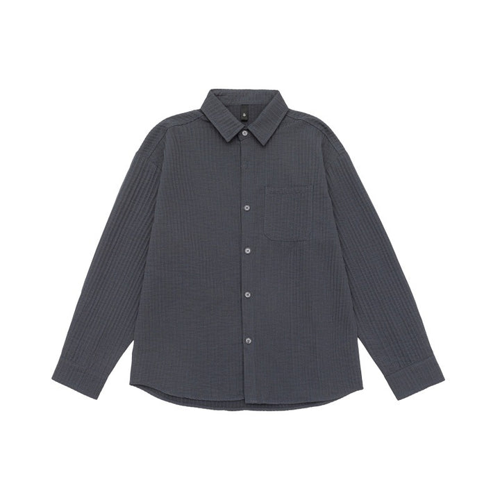 Unisex Texturierte Oversize-Hemdjacke mit Waffelstruktur und Brusttasche Drune
