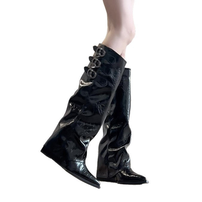 Damen Elegante und schicke Overkneestiefel Drune