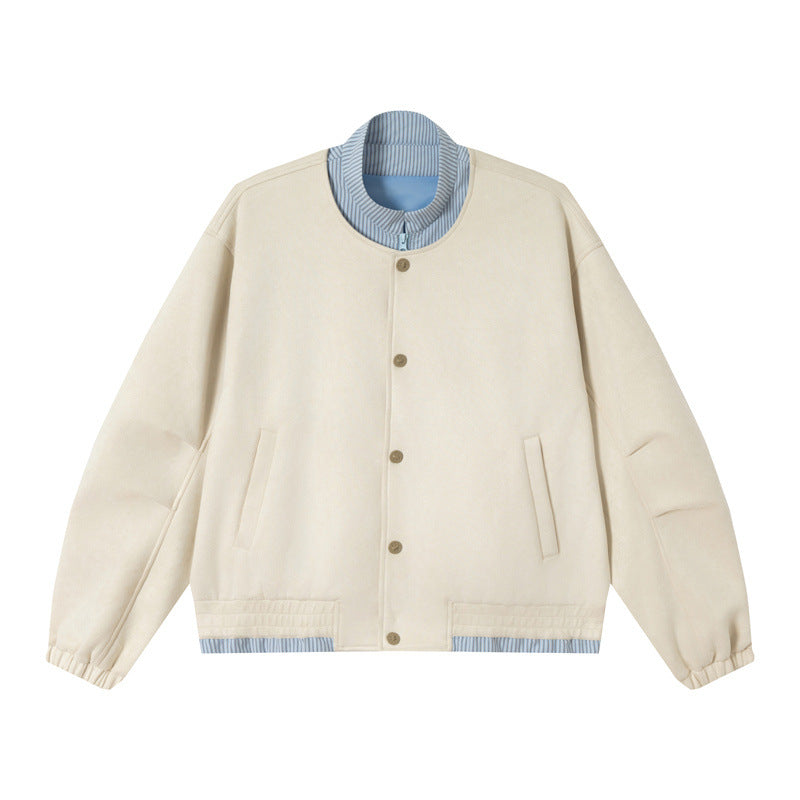 Unisex Kurz geschnittene Boxy-Blousonjacke aus Baumwollmix mit gesteppter Innenlage und Stehkragen Drune