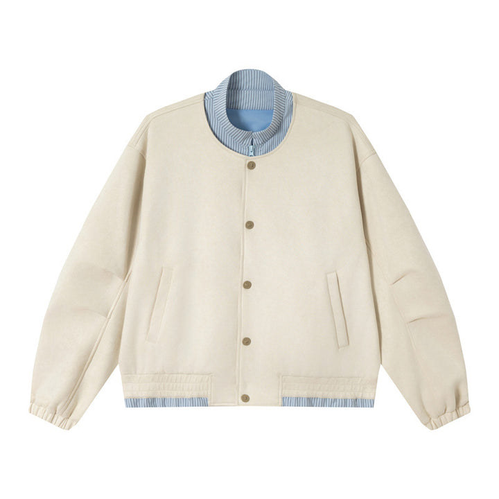 Unisex Kurz geschnittene Boxy-Blousonjacke aus Baumwollmix mit gesteppter Innenlage und Stehkragen Drune