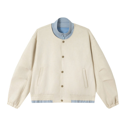 Unisex Kurz geschnittene Boxy-Blousonjacke aus Baumwollmix mit gesteppter Innenlage und Stehkragen Drune