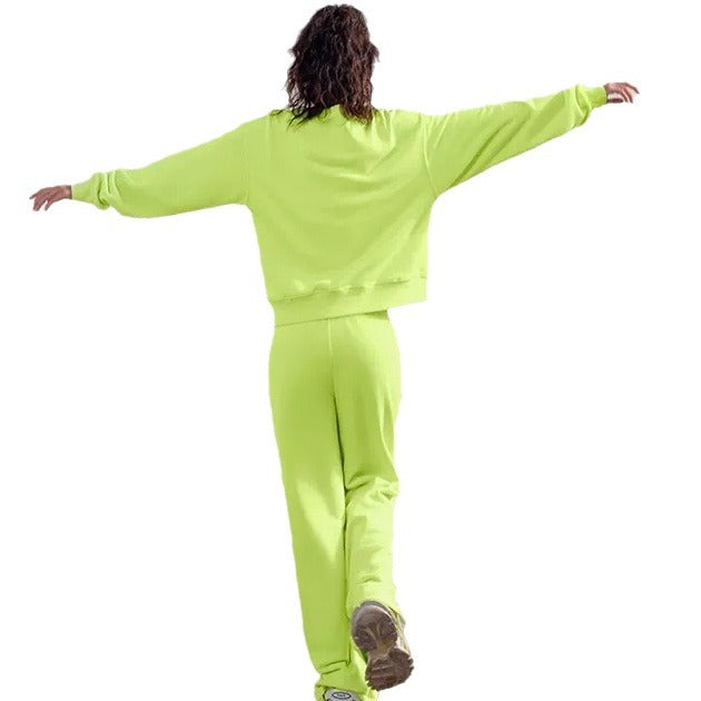 Damen nan Oversize-Sweatshirt und weite Loungehose Set mit Tunnelzug, dezenter Nahtführung und elastischen Bündchen Drune