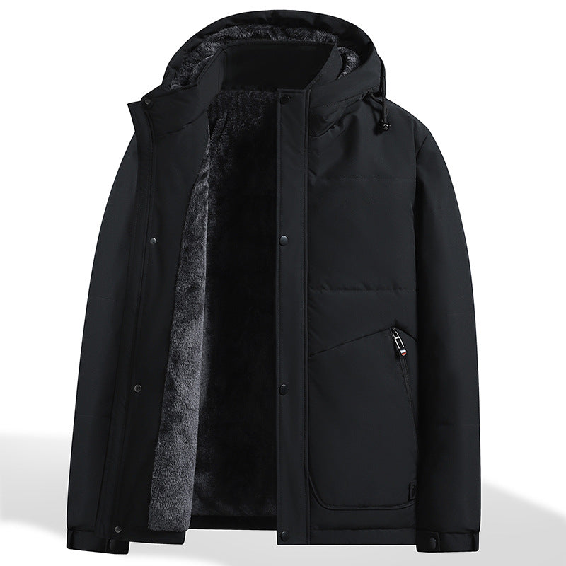 Herren Thermo‑Steppjacke mit weichem Teddyfutter, integrierter Kapuze & verdecktem Zwei‑Wege‑Reißverschluss Drune