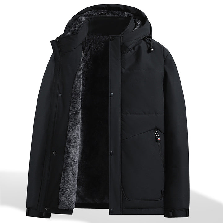 Herren Thermo‑Steppjacke mit weichem Teddyfutter, integrierter Kapuze & verdecktem Zwei‑Wege‑Reißverschluss Drune