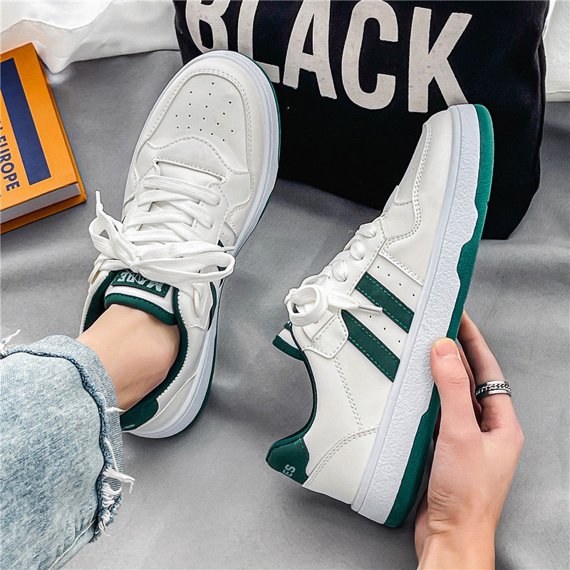 Unisex Klassische Low-Top Freizeit-Sneaker aus glattem Kunstleder mit gepolsterter Innensohle und robustem Cupsohlenprofil Drune