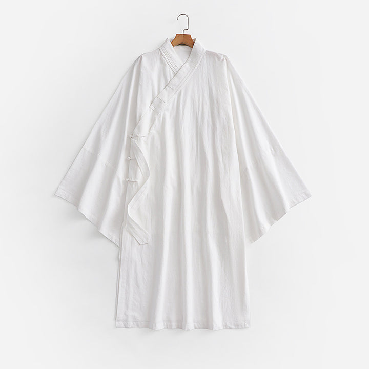 Unisex Oversize Kimono-Mantel mit weitem Ärmel und asymmetrischer Wickelvorderseite Drune