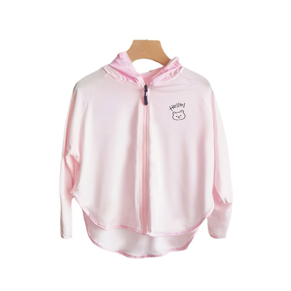Unisex nan atmungsaktive Kinder-UV-Schutzjacke mit A-Linien-Schnitt, Kapuze und Daumenlöchern Drune