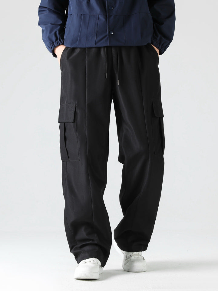 Herren Tapered Cargo-Jogginghose mit flachem Tunnelzug, Mehrfachtaschen & schmalem Knöchelsaum Drune