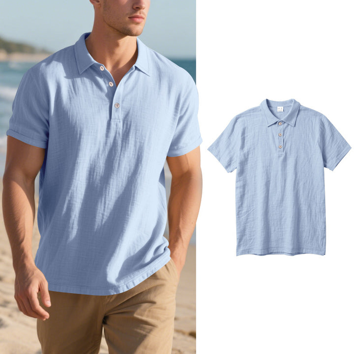 Herren Kurzarm Poloshirt mit luftiger Baumwollstruktur und klassischem Kragen Drune